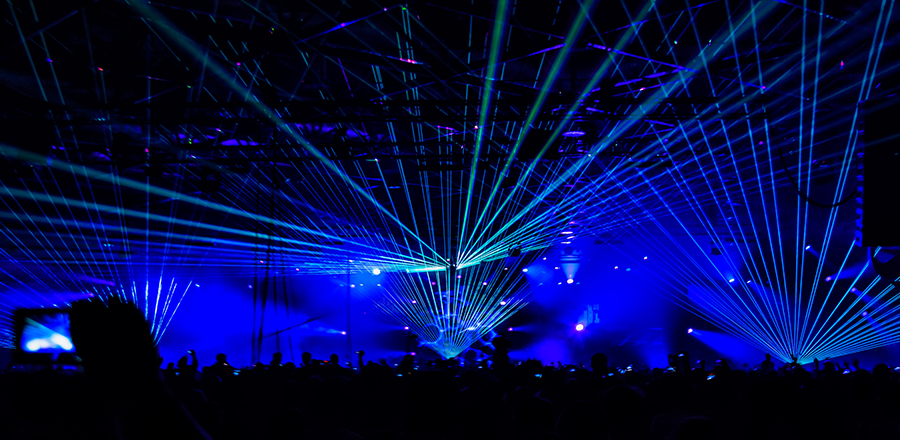 Live entertainment for corporate function using lasers.